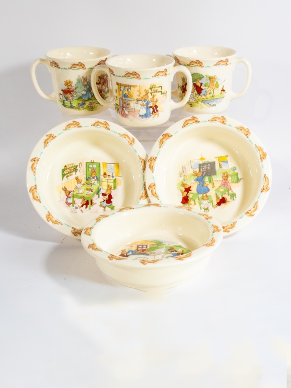 Royal Doulton Bunnykins Baby Bowl & 2 Handle Mug 2 Piece Set, 3 sets